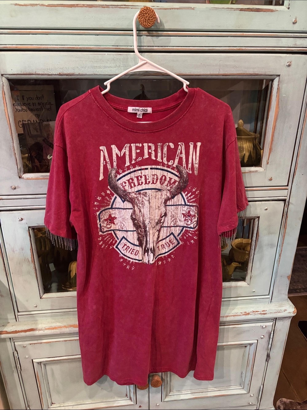 Mimi Chica Red American Freedom Skull Graphic Tee